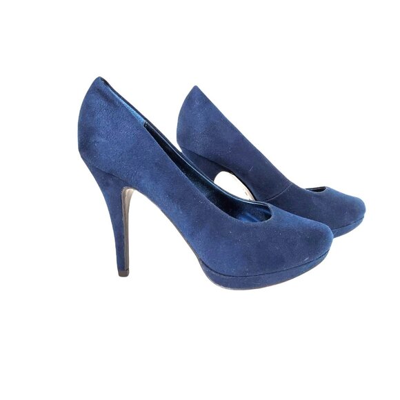 Womens MPS "Dietrich" Faux Suede Slide On 4.25" Heel Pumps. Size 8M - Picture 1 of 5